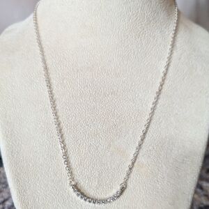 Elegant Silver Toned Rhinestone Bar Necklace Dainty Coquette Feminine Holiday